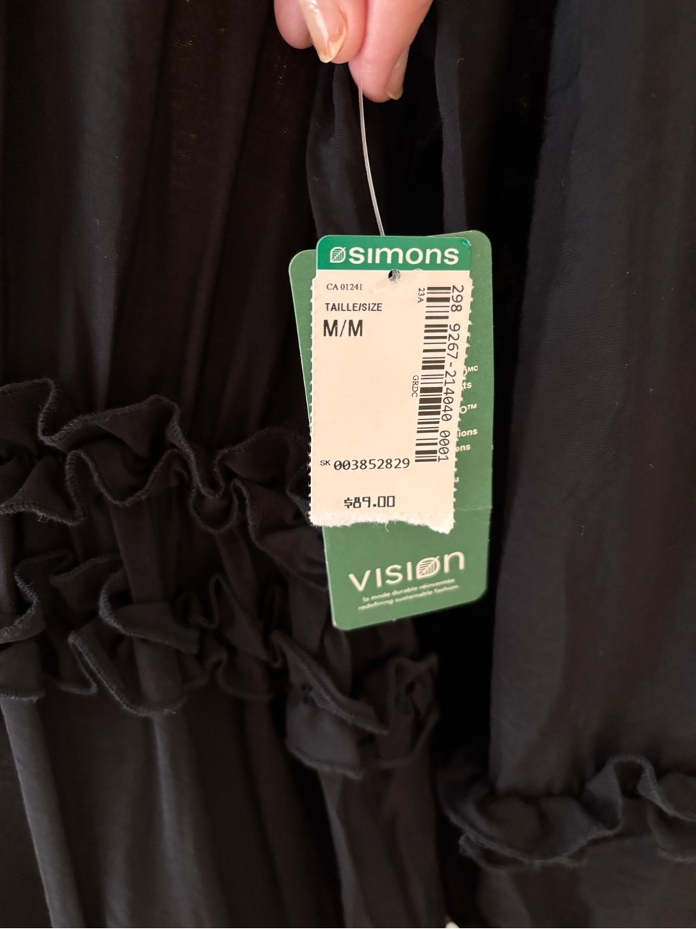 Black Ruffled Button-Front Mini Dress - NWT - Picture 5 of 9